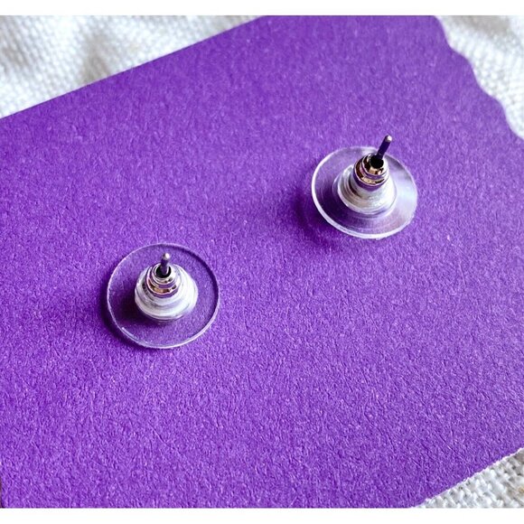 New Purple Retro 80s Style Geometric Heart Valentine Matte Acrylic Stud Earrings - Picture 4 of 5